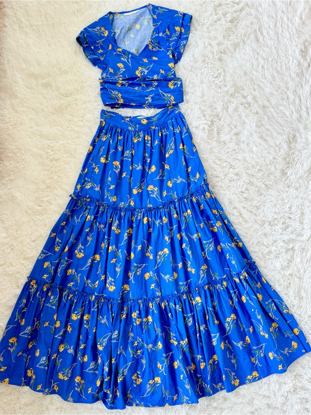 Happy X Nature Maxi Skirt & Wrap Crop Shirt 2 piece Set, NWOT!!